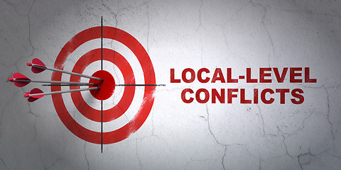 Image showing Politics concept: target and Local-level Conflicts on wall background