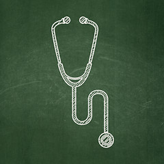 Image showing Health concept: Stethoscope on chalkboard background