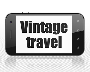 Image showing Travel concept: Smartphone with Vintage Travel on display