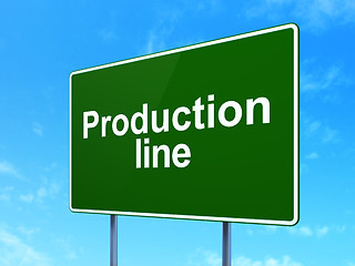 Image showing Manufacuring concept: Production Line on road sign background