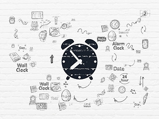 Image showing Time concept: Alarm Clock on wall background