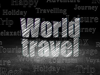 Image showing Vacation concept: World Travel in grunge dark room