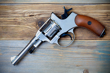 Image showing revolver pistol with the hammer cocked
