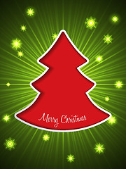 Image showing Christmas greeting card with red christmas tree