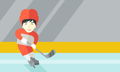 Image showing Hockey player at rink.