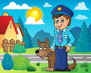 Image showing Policeman with guard dog image 3