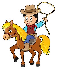 Image showing Cowboy on horse theme image 1