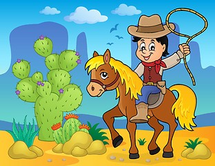 Image showing Cowboy on horse theme image 2