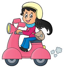 Image showing Girl on motor scooter theme image 1