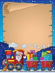 Image showing Parchment with Christmas train theme 2