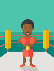 Image showing Boxer in gloves standing in ring.