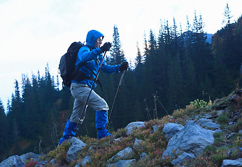 Image showing advanture man with backpack hiking