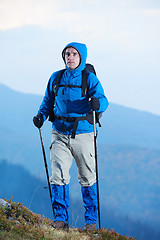 Image showing advanture man with backpack hiking