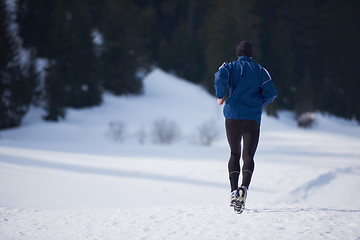 Image showing jogging on snow in forest