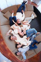 Image showing friends group get relaxed at home