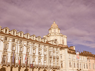 Image showing Retro looking Piazza Castello Turin