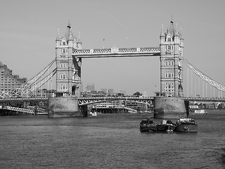 Image showing Black and white Tower Bridge in London