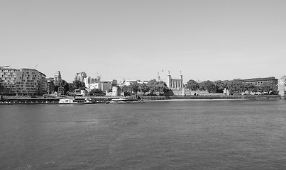 Image showing Black and white Tower Bridge in London