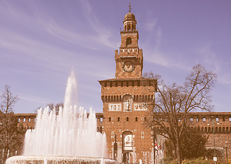 Image showing Retro looking Castello Sforzesco Milan