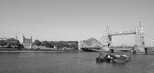 Image showing Black and white Tower Bridge in London