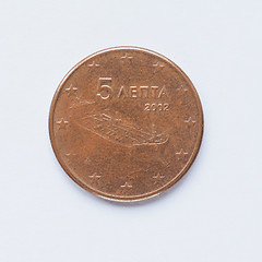 Image showing Greek 5 cent coin