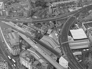 Image showing Black and white Aerial view of London