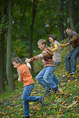 Image showing Happy family running