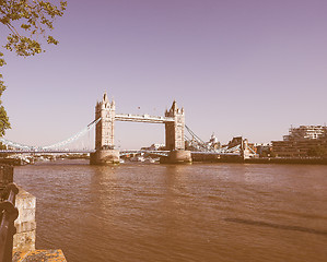 Image showing Retro looking Tower Bridge in London