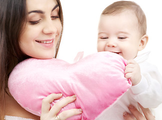 Image showing baby and mama with heart-shaped pillow