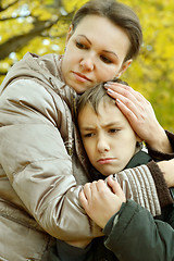 Image showing Sad mother with son 