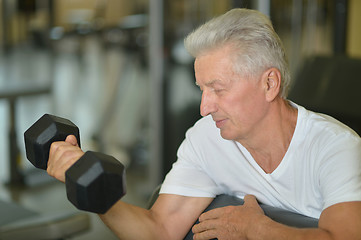 Image showing Elderly man in a gym