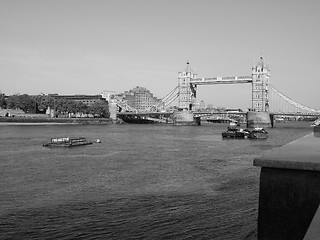 Image showing Black and white Tower Bridge in London