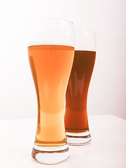 Image showing Retro looking Two glasses of German beer