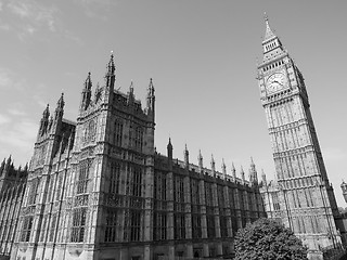 Image showing Black and white Houses of Parliament in London