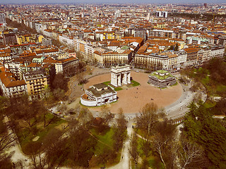 Image showing Retro look Milan aerial view