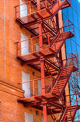 Image showing Fire escape on the facade of the new office building