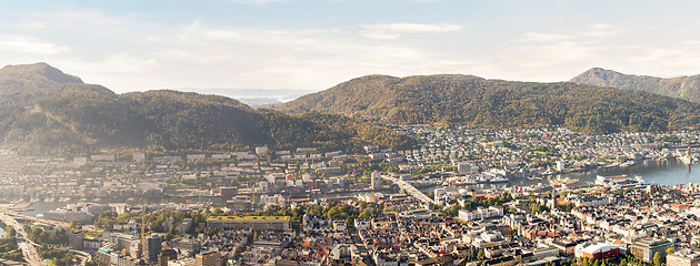 Image showing View from Floyen mountain in Bergen Norway