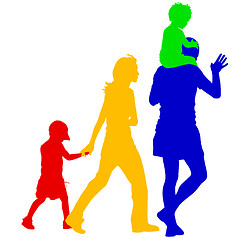 Image showing Silhouettes Family on white background. illustration.