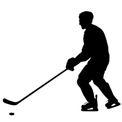 Image showing silhouette of hockey player. Isolated on white. 