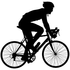 Image showing Silhouette of a cyclist male.  or illustration.