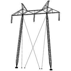 Image showing Silhouette of high voltage power lines. illustration.