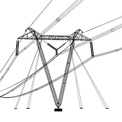 Image showing Silhouette of high voltage power lines. illustration.