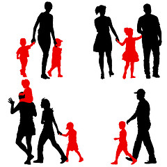 Image showing Silhouettes Family on white background. illustration.