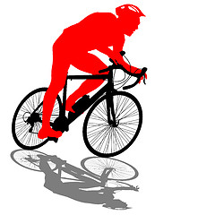 Image showing Silhouette of a cyclist male.  illustration.