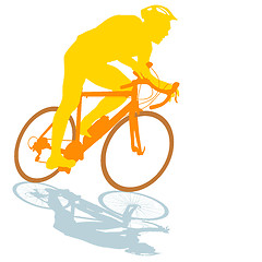 Image showing Silhouette of a cyclist male.  illustration.