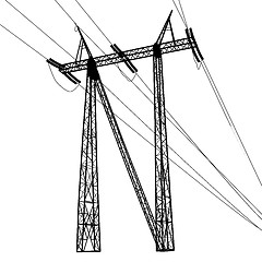 Image showing Silhouette of high voltage power lines. 