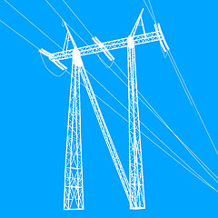 Image showing Silhouette of high voltage power lines. 