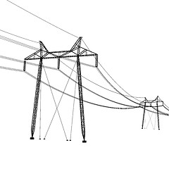 Image showing Silhouette of high voltage power lines. illustration.