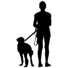 Image showing Silhouette of people and dog. illustration.