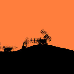 Image showing Silhouette  military radar dish. illustration.